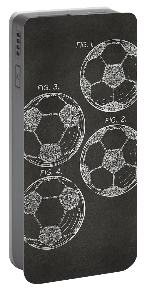 Soccer Portable Battery Charger featuring the digital art 1964 Soccerball Patent Artwork - Gray by Nikki Marie Smith