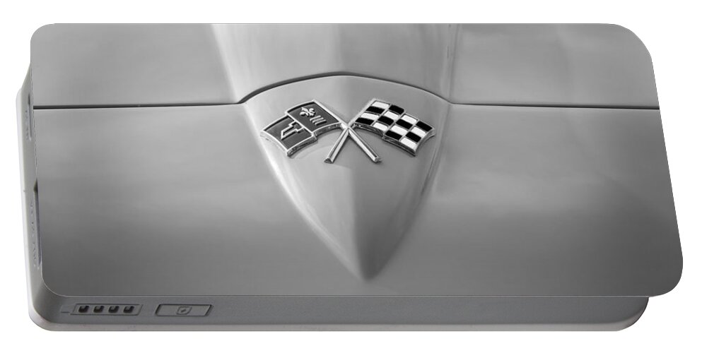 1965 Portable Battery Charger featuring the photograph 1965 Chevrolet Corvette Sting Ray Coupe BW  #10 by Rich Franco