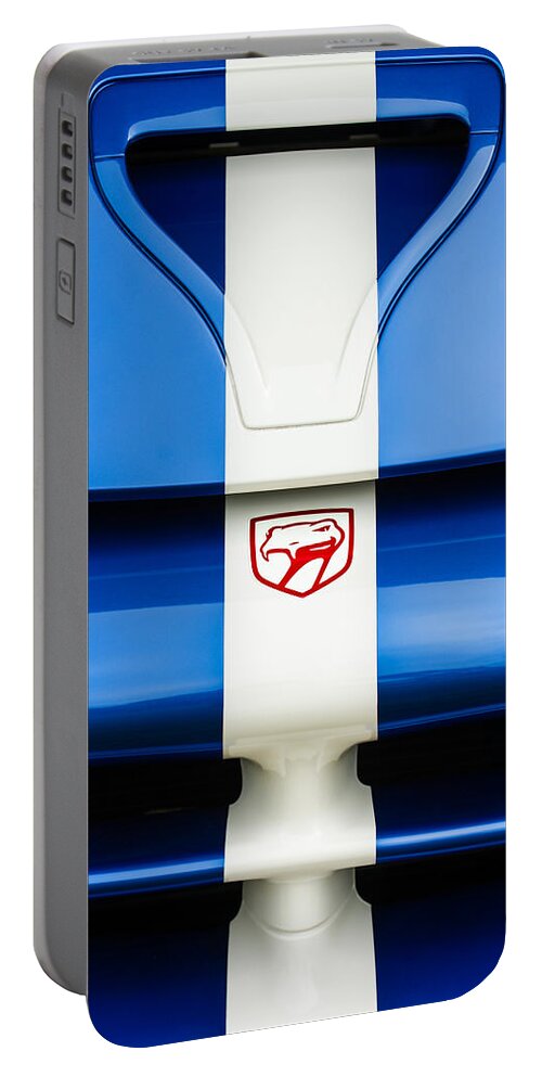 1998 Dodge Viper Gts-r Grille Emblem Portable Battery Charger featuring the photograph 1998 Dodge Viper GTS-R Grille Emblem by Jill Reger