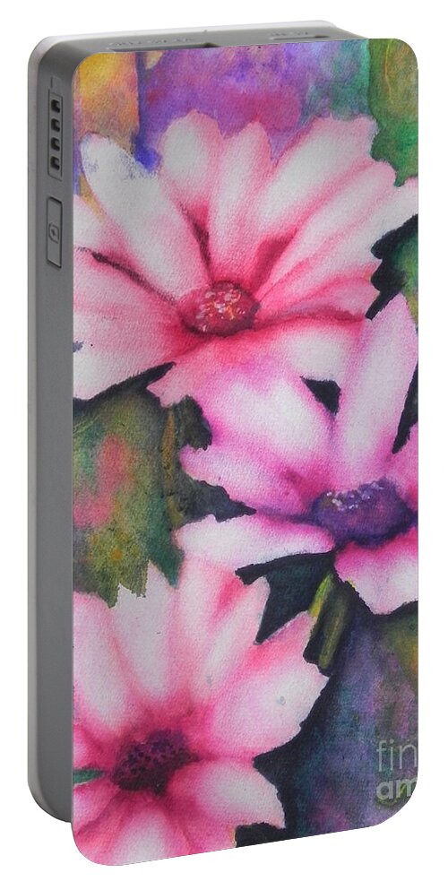 Fine Art Painting Portable Battery Charger featuring the painting A Touch Of Pink by Chrisann Ellis