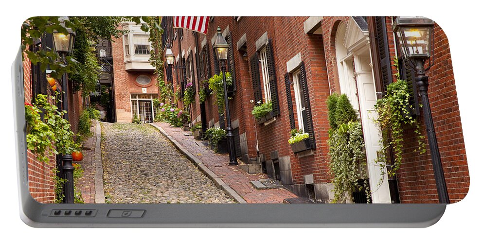 Acorn Portable Battery Charger featuring the photograph Acorn Street Boston by Brian Jannsen