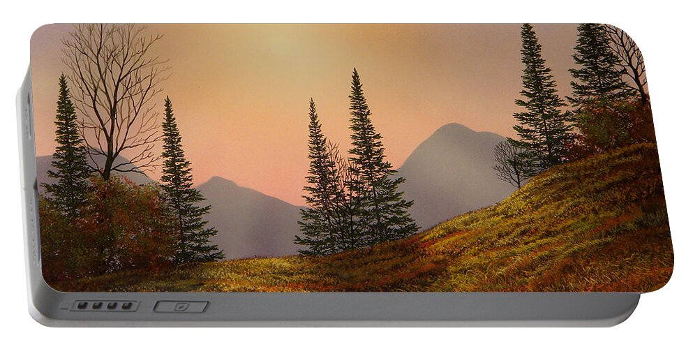 Alpine Sunset Portable Battery Charger featuring the painting Alpine Sunset by Frank Wilson