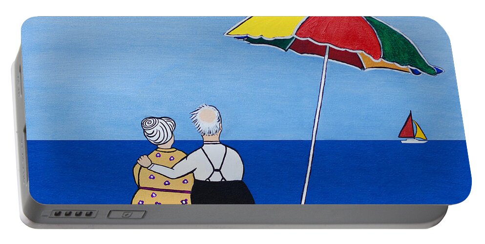 Couple Portable Battery Charger featuring the painting Always Together by Barbara McMahon