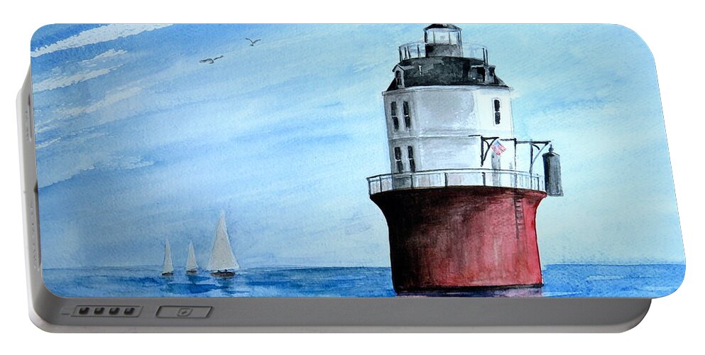 Baltimore Lighthouse Portable Battery Charger featuring the painting Baltimore Lighthouse #2 by Nancy Patterson