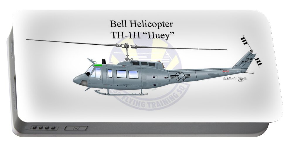 Bell Helicopter Portable Battery Charger featuring the digital art Bell Helicopter TH-1H Huey #2 by Arthur Eggers