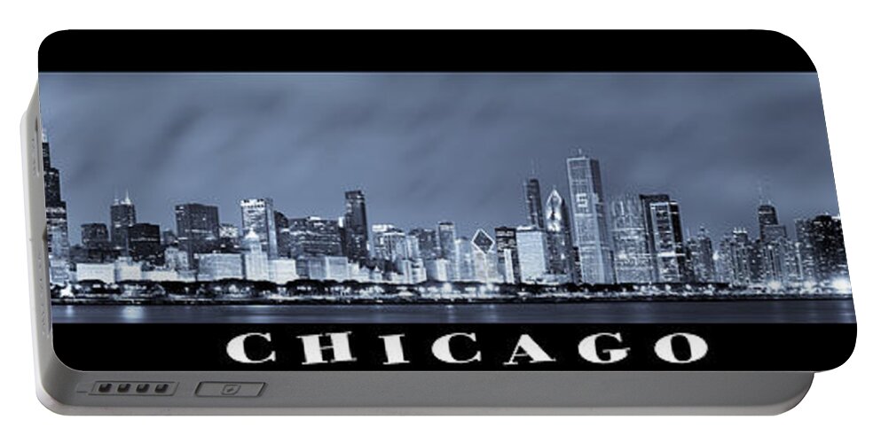 Chicago Skyline Portable Battery Charger featuring the photograph Chicago Skyline at Night #1 by Sebastian Musial