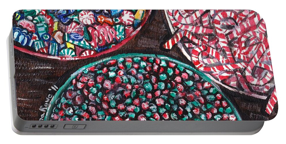 Christmas Portable Battery Charger featuring the painting Christmas Candy by Shana Rowe Jackson
