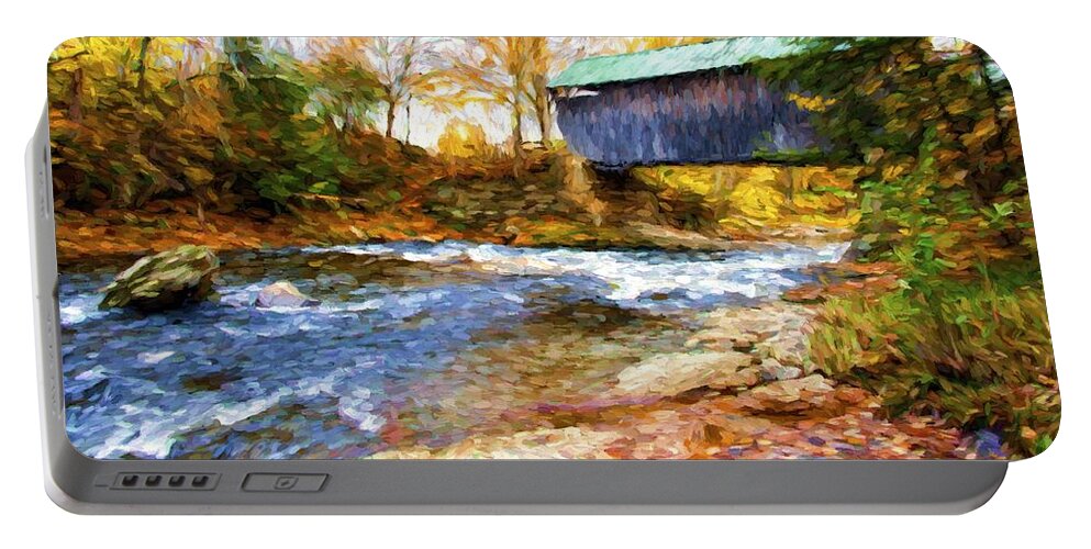Vermont Portable Battery Charger featuring the photograph Covered Bridge #5 by Bill Howard