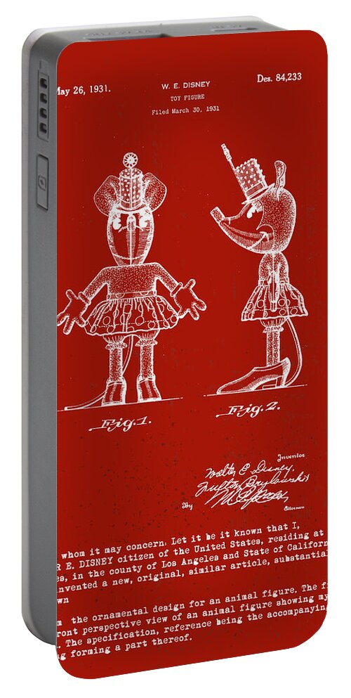 Disney Portable Battery Charger featuring the digital art Disney Minnie Mouse #2 by Marlene Watson