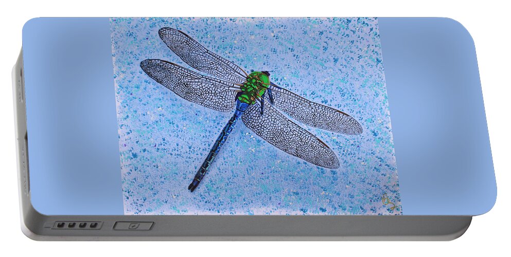 Dragonfly Portable Battery Charger featuring the painting Dragonfly by Deborah Boyd