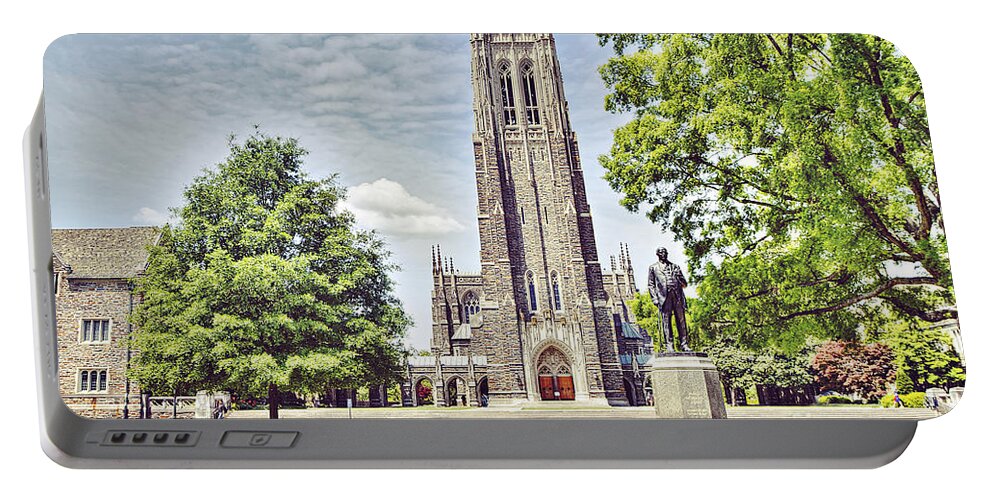 Duke University Portable Battery Charger featuring the photograph Duke Chapel in Spring #2 by Kadwell Enz