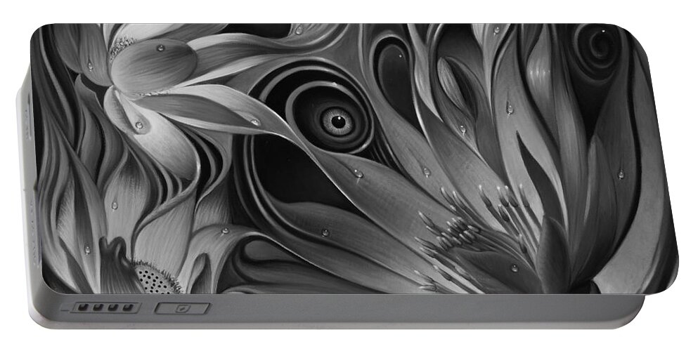 Lotus Portable Battery Charger featuring the painting Dynamic Floral Fantasy by Ricardo Chavez-Mendez