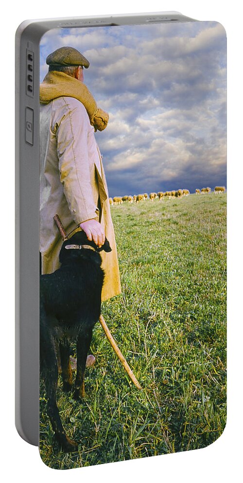 Shepherd Portable Battery Charger featuring the photograph French Shepherd by Chuck Staley