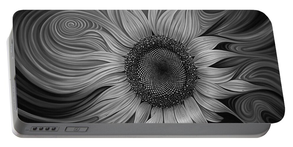 Sunflower Portable Battery Charger featuring the painting Girasol Dinamico by Ricardo Chavez-Mendez
