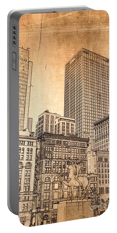 Michigan Avenue Chicago Portable Battery Charger featuring the digital art Grant Park Chicago by Dejan Jovanovic