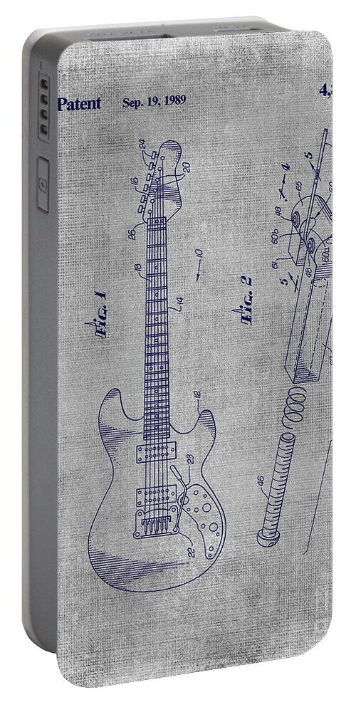 Guitar Portable Battery Charger featuring the digital art Guitar Patent #2 by Edit Voros