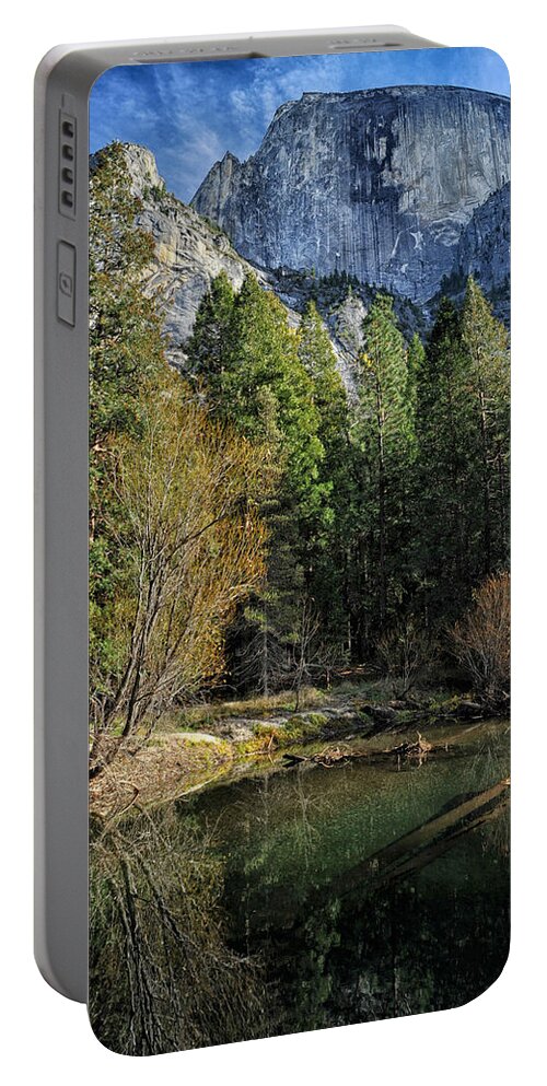 River Portable Battery Charger featuring the photograph Half Dome and Tenaya Creek by Cat Connor