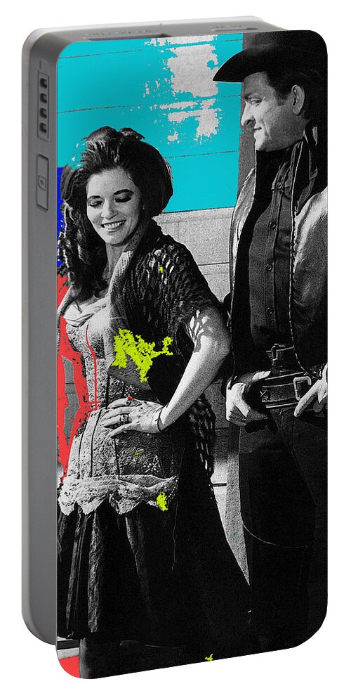 June Carter Cash Johnny Cash In Costume Old Tucson Az 1971-2008 Portable Battery Charger featuring the photograph June Carter Cash Johnny Cash In Costume Old Tucson Az 1971-2008 #6 by David Lee Guss
