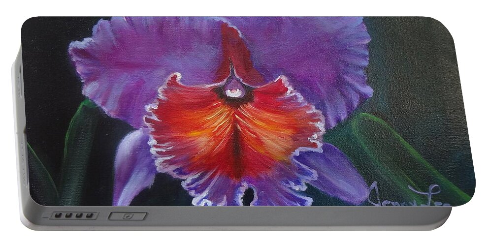 Cattleya Orchid Portable Battery Charger featuring the painting Lavender Orchid by Jenny Lee