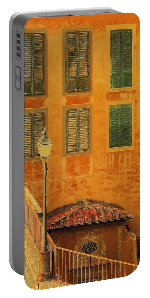 Florence Portable Battery Charger featuring the photograph Medieval Windows by Caroline Stella