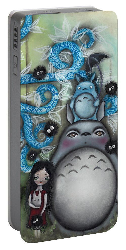 Gothic Art Portable Battery Charger featuring the painting My Friend by Abril Andrade