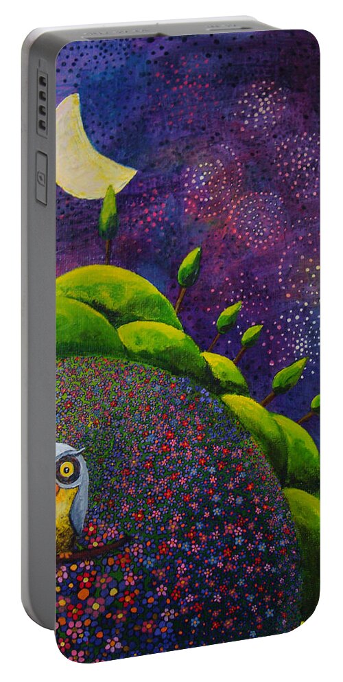 Night Owl Portable Battery Charger featuring the painting Night Owl by Mindy Huntress
