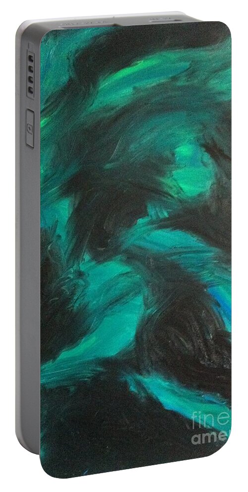 Aurora Borealis Portable Battery Charger featuring the painting Northern Light #2 by Jacqueline McReynolds