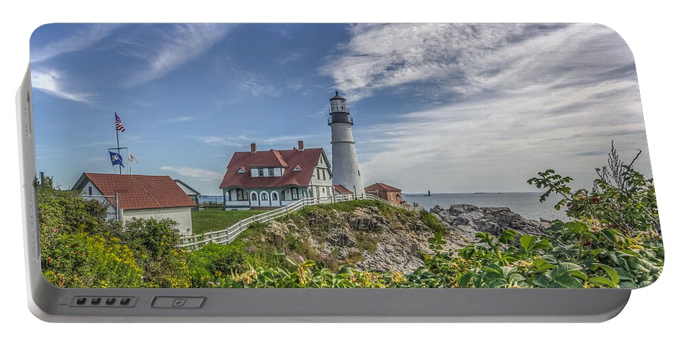 Maine Portable Battery Charger featuring the photograph Portland Headlight #2 by Jane Luxton