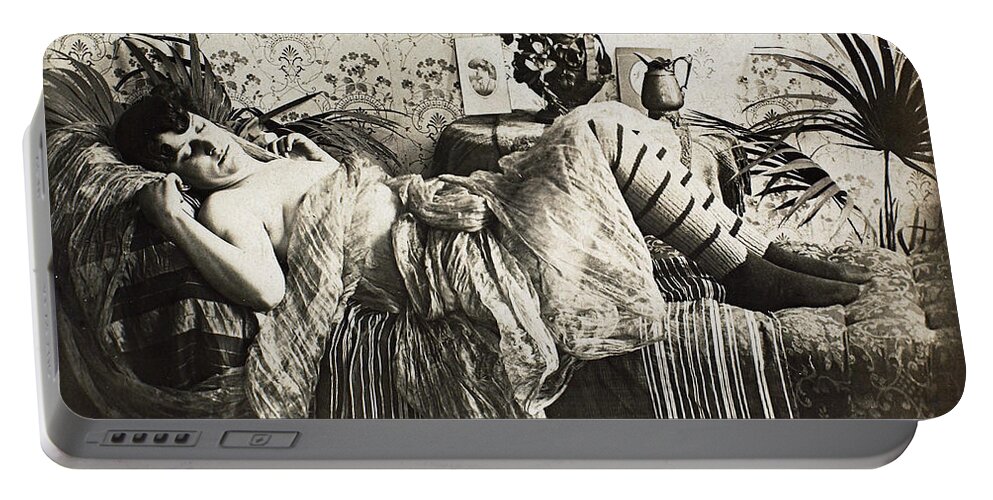 1890 Portable Battery Charger featuring the photograph Sleeping Woman, C1900 #2 by Granger