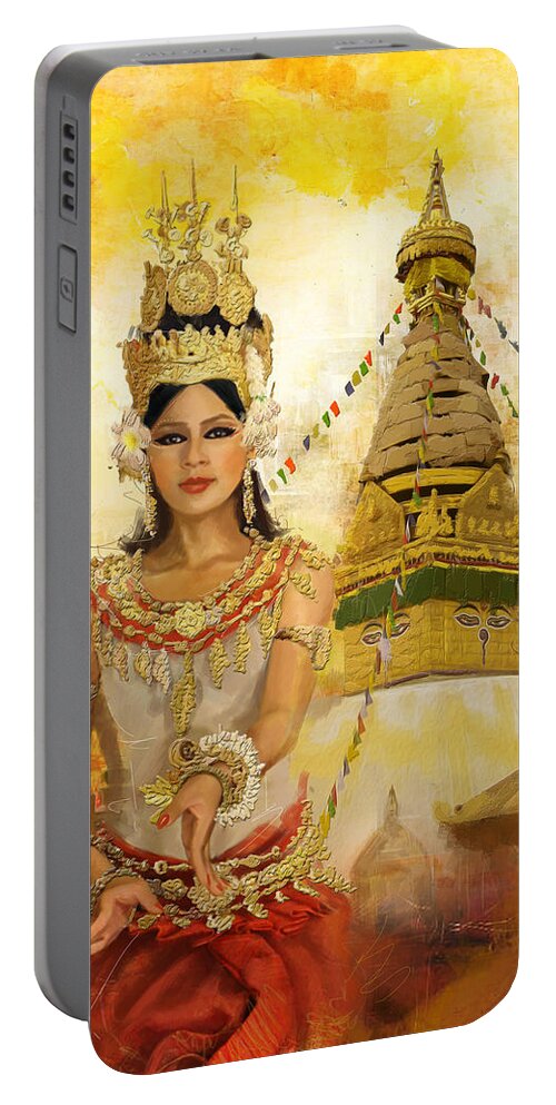 Buddha Portable Battery Charger featuring the painting South East Asian Art #2 by Corporate Art Task Force