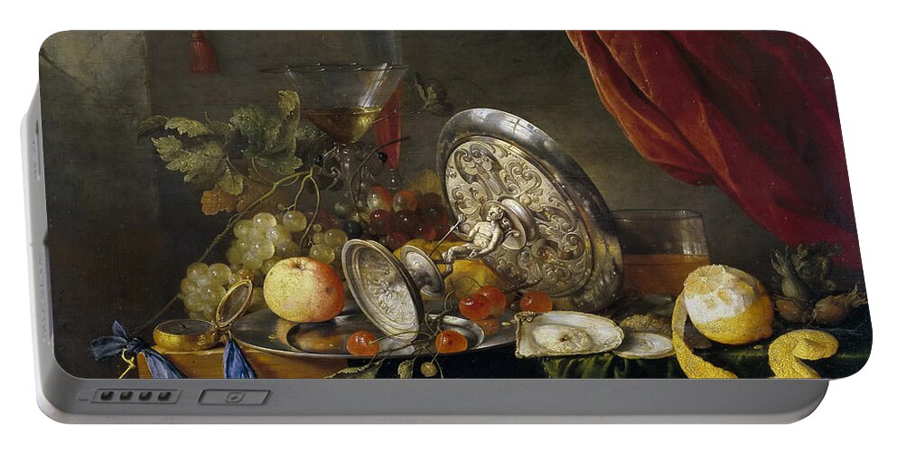 Cornelis De Heem Portable Battery Charger featuring the painting Still Life #3 by Cornelis de Heem