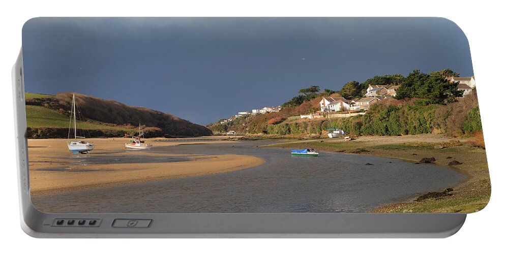 Gannel Portable Battery Charger featuring the photograph Storm Approaches the Gannel Estuary Newquay Cornwall #2 by Nicholas Burningham