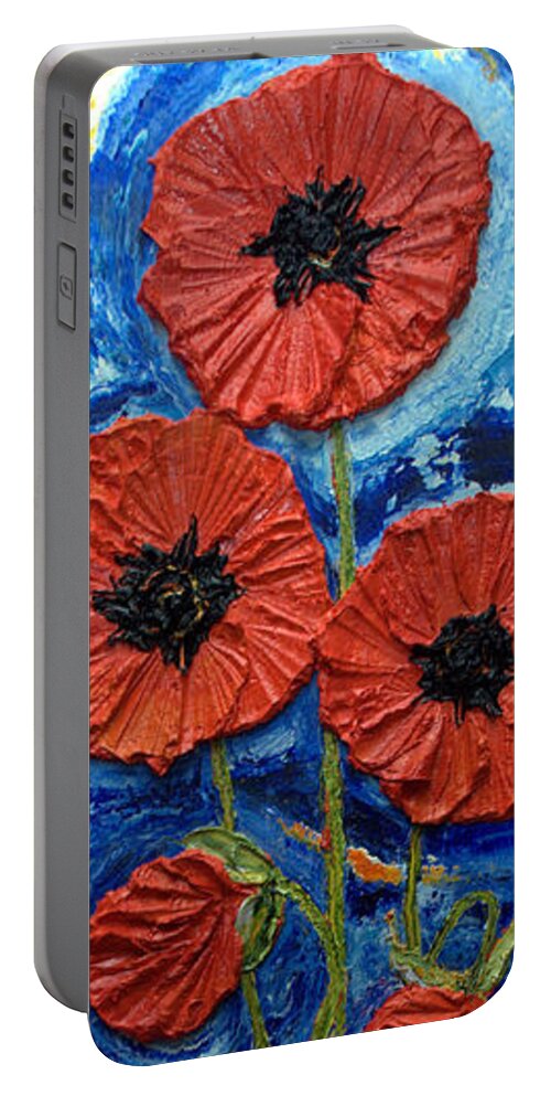 Poppy Portable Battery Charger featuring the painting Tall Red Poppies II #1 by Paris Wyatt Llanso