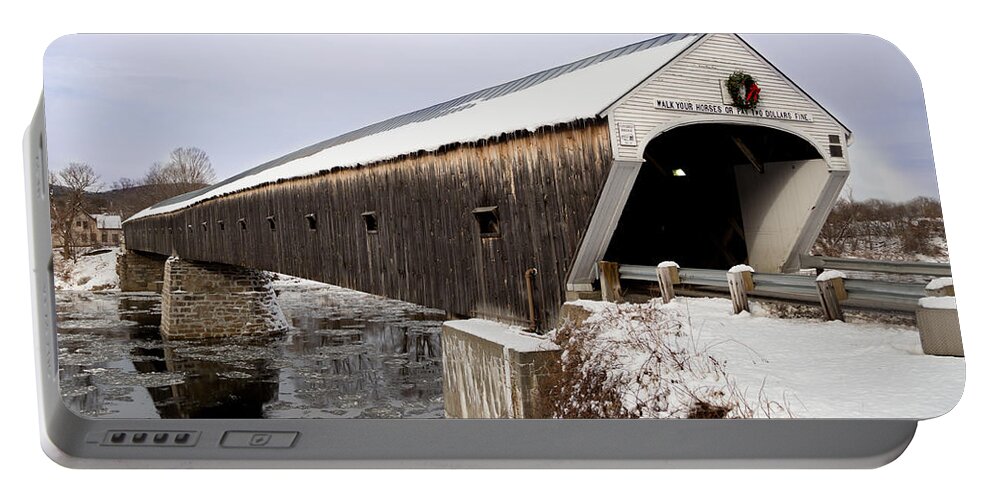 New Hampshire Portable Battery Charger featuring the photograph The Covered Bridge #2 by Courtney Webster