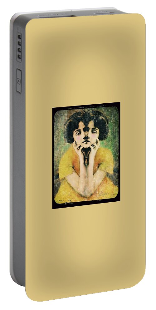 Yellow Portable Battery Charger featuring the digital art For my Mother on Mother's Day by Delight Worthyn