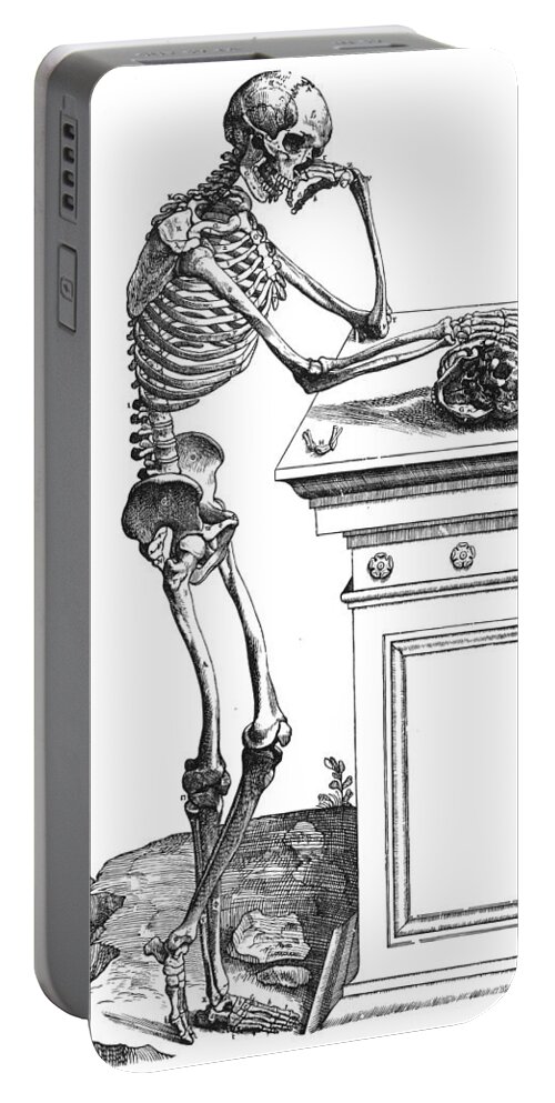 1543 Portable Battery Charger featuring the drawing Skeleton, 1543 by Andreas Vesalius