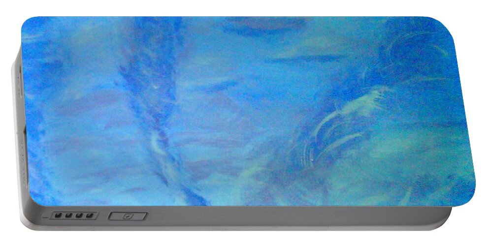 Blue Portable Battery Charger featuring the painting Waterspouts by Suzanne Berthier