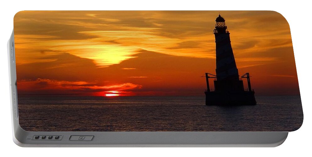 Lighthouse Portable Battery Charger featuring the photograph White Shoal Light by Keith Stokes