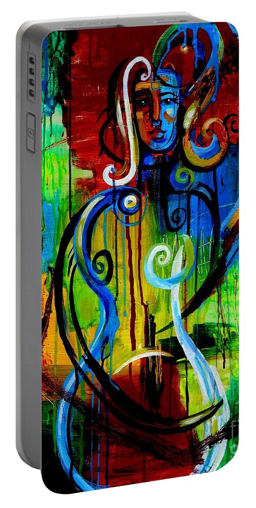 Woman Portable Battery Charger featuring the painting Woman Bass #1 by Genevieve Esson