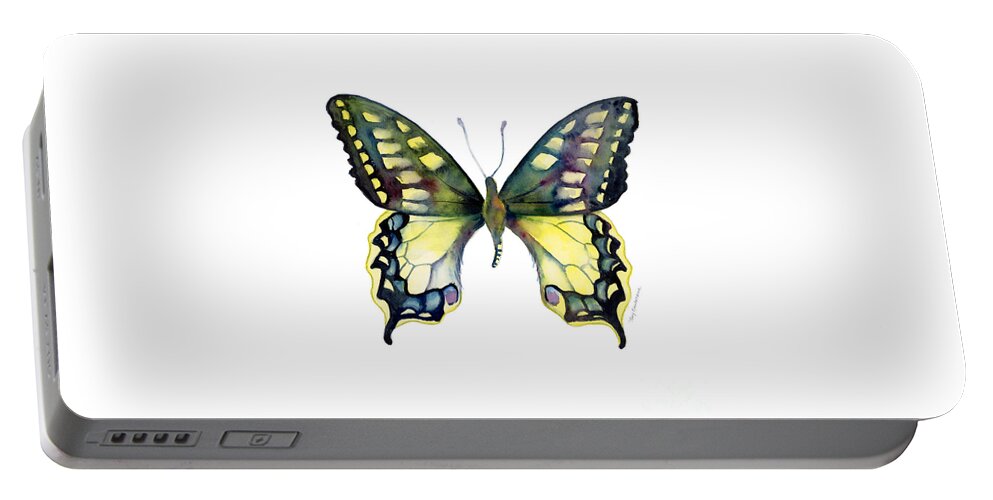 Blue Portable Battery Charger featuring the painting 20 Old World Swallowtail Butterfly by Amy Kirkpatrick