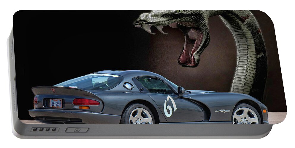 Silver Dodge Viper Portable Battery Charger featuring the photograph 2002 Dodge Viper by Sylvia Thornton