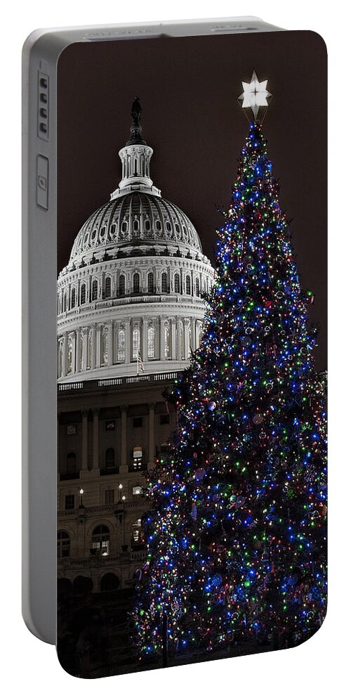Us Capitol Portable Battery Charger featuring the photograph 2007 Capitol Tree by Erika Fawcett