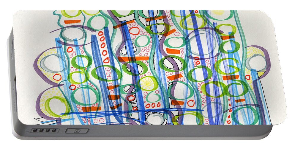 Abstract Portable Battery Charger featuring the drawing 2012 Drawing #29 by Lynne Taetzsch