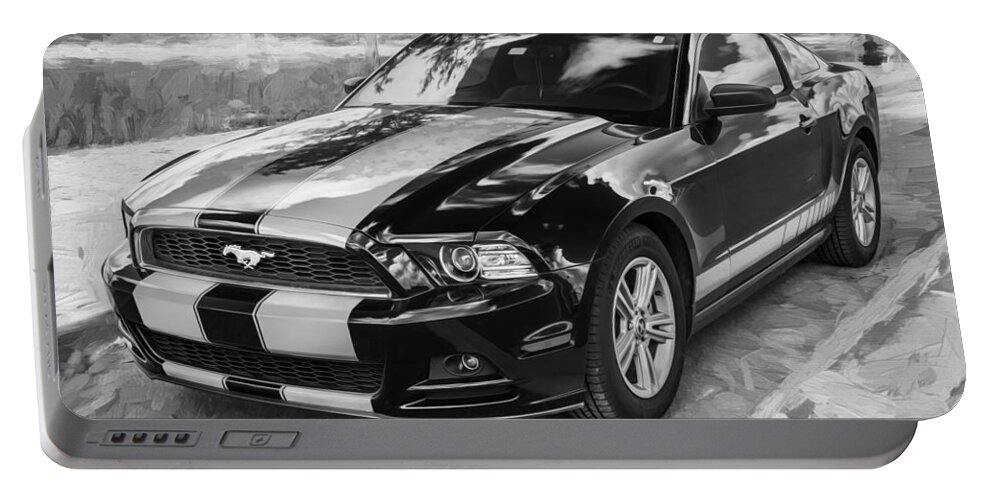 2014 Ford Mustang Portable Battery Charger featuring the photograph 2014 Ford Mustang Painted BW  by Rich Franco