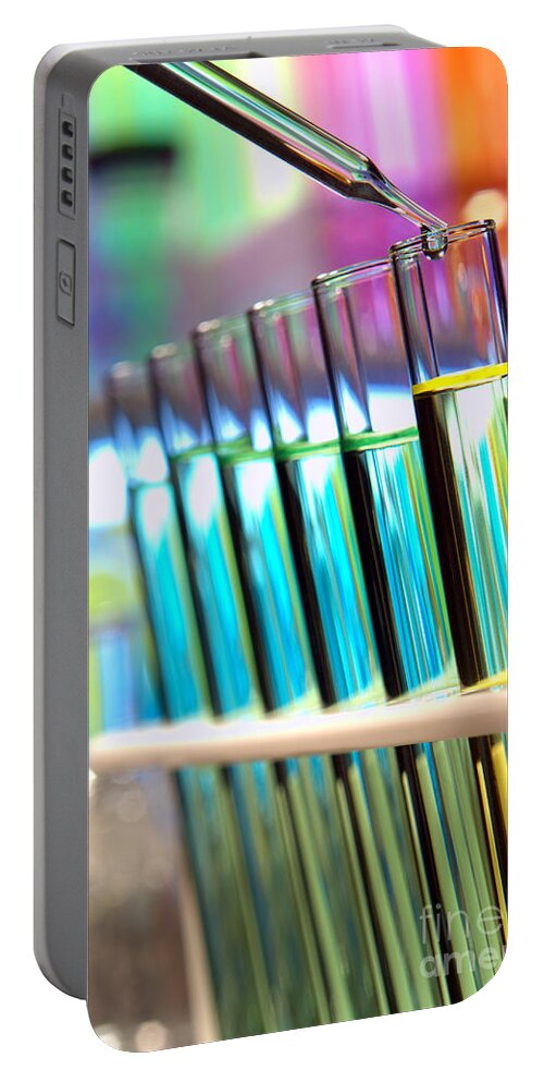 Test Portable Battery Charger featuring the photograph Laboratory Experiment in Science Research Lab #23 by Science Research Lab