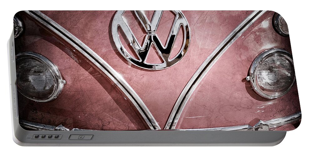 1964 Volkswagen Vw Double Cab Emblem Portable Battery Charger featuring the photograph 1964 Volkswagen Vw Double Cab Emblem #3 by Jill Reger