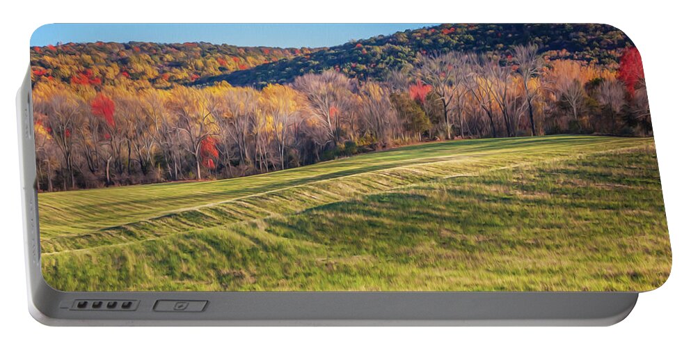 Farm Land Portable Battery Charger featuring the photograph Farm Land Sussex County Western New Jersey Painted  #3 by Rich Franco