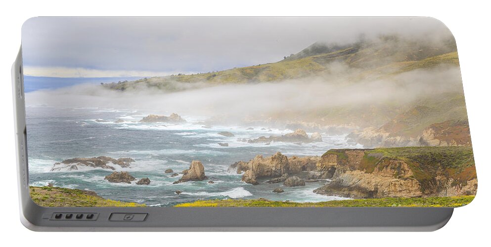 Big Sur Portable Battery Charger featuring the photograph Fog engulfing Big Sur coast #3 by Ken Brown