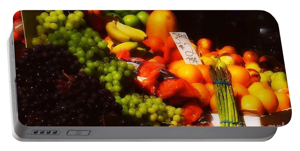 Fruitstand Portable Battery Charger featuring the photograph 3 for 2 Dollars by Miriam Danar