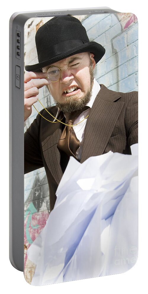 Accountant Portable Battery Charger featuring the photograph Frustrated Businessman by Jorgo Photography